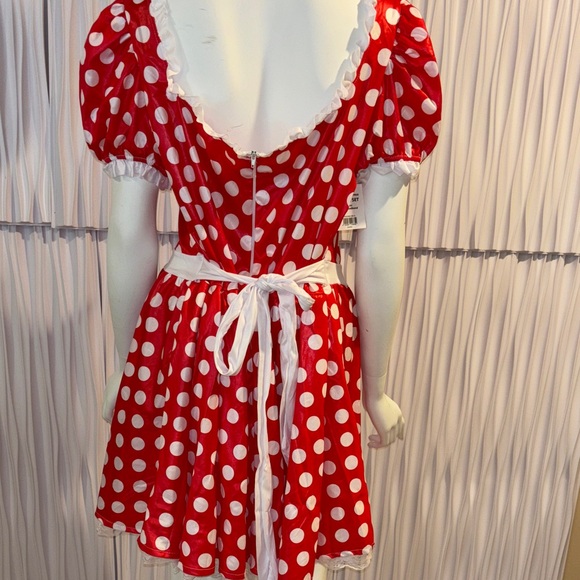 Red Polka Dot Minnie Mouse Dress & Headband costume XL NWT - Picture 11 of 12